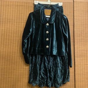 Saddle Ridge Vintage Collection Velvet Dark Teal Jacket and Skirt XS